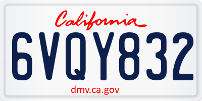 CA license plate 6VQY832