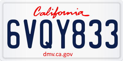CA license plate 6VQY833