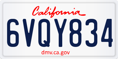 CA license plate 6VQY834