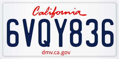 CA license plate 6VQY836