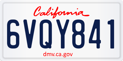 CA license plate 6VQY841