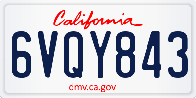 CA license plate 6VQY843