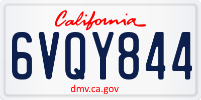 CA license plate 6VQY844