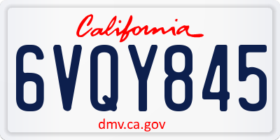 CA license plate 6VQY845