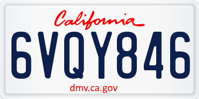 CA license plate 6VQY846