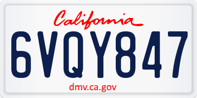 CA license plate 6VQY847