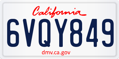 CA license plate 6VQY849