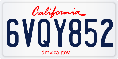 CA license plate 6VQY852
