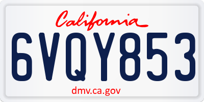 CA license plate 6VQY853