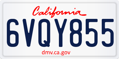 CA license plate 6VQY855
