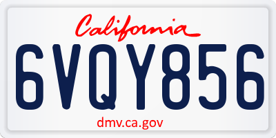 CA license plate 6VQY856
