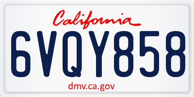 CA license plate 6VQY858
