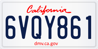 CA license plate 6VQY861
