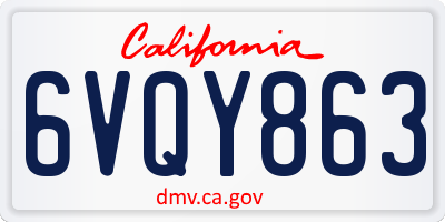 CA license plate 6VQY863