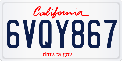 CA license plate 6VQY867