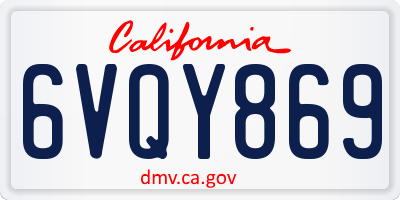 CA license plate 6VQY869