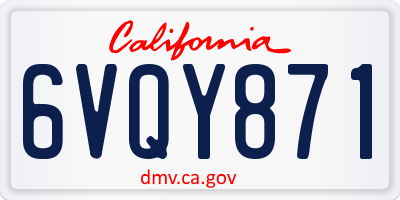 CA license plate 6VQY871