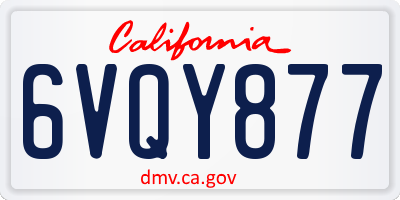 CA license plate 6VQY877
