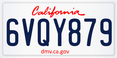 CA license plate 6VQY879