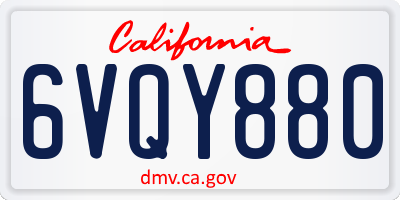 CA license plate 6VQY880