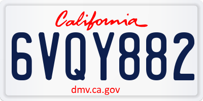 CA license plate 6VQY882