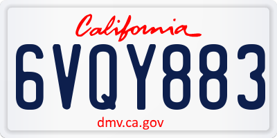 CA license plate 6VQY883
