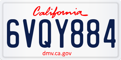 CA license plate 6VQY884