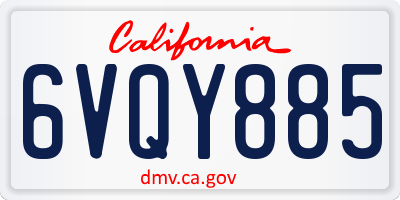 CA license plate 6VQY885