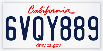 CA license plate 6VQY889