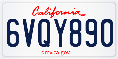 CA license plate 6VQY890