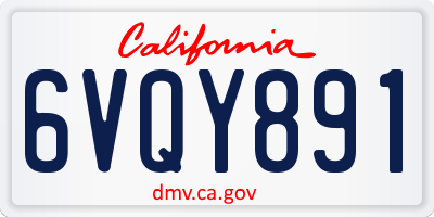CA license plate 6VQY891