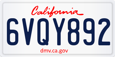 CA license plate 6VQY892