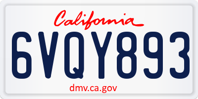 CA license plate 6VQY893