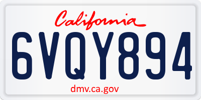 CA license plate 6VQY894
