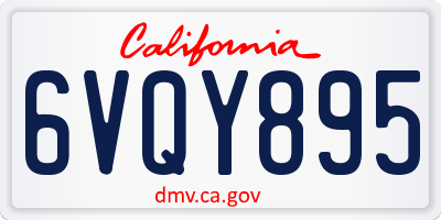 CA license plate 6VQY895