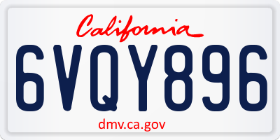 CA license plate 6VQY896