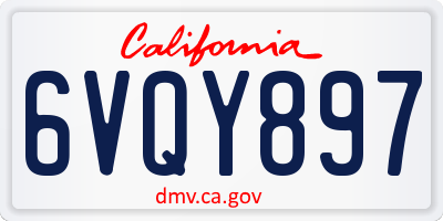 CA license plate 6VQY897