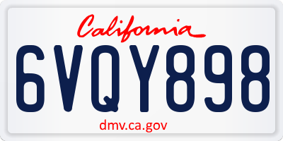 CA license plate 6VQY898