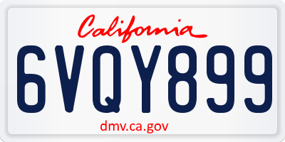 CA license plate 6VQY899