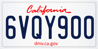CA license plate 6VQY900