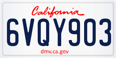 CA license plate 6VQY903