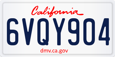 CA license plate 6VQY904