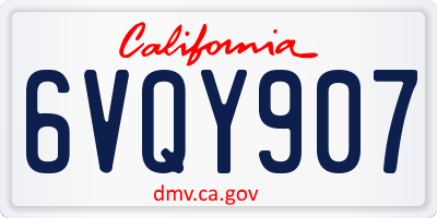 CA license plate 6VQY907