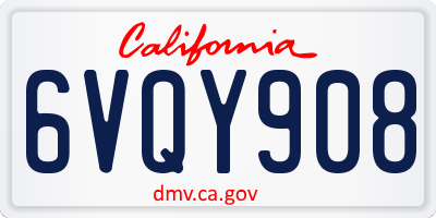 CA license plate 6VQY908
