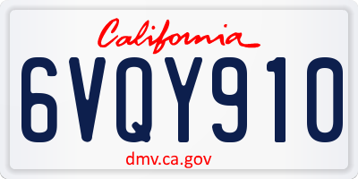 CA license plate 6VQY910