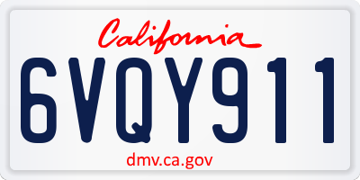 CA license plate 6VQY911