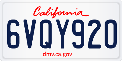 CA license plate 6VQY920