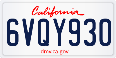 CA license plate 6VQY930