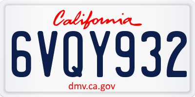 CA license plate 6VQY932