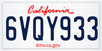 CA license plate 6VQY933